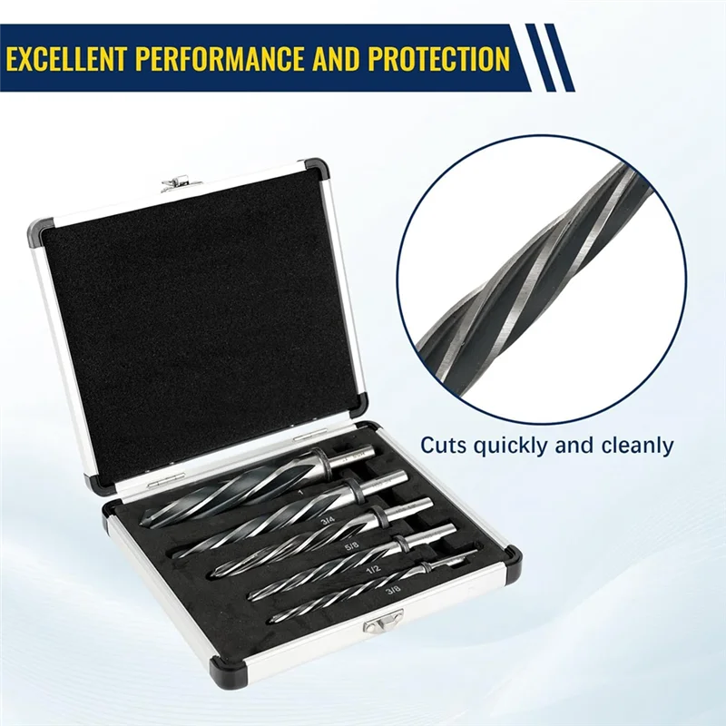 BHBD-M2 HSS Taper Chucking Reamer Set(5 PCS), 3-Flat 1/2