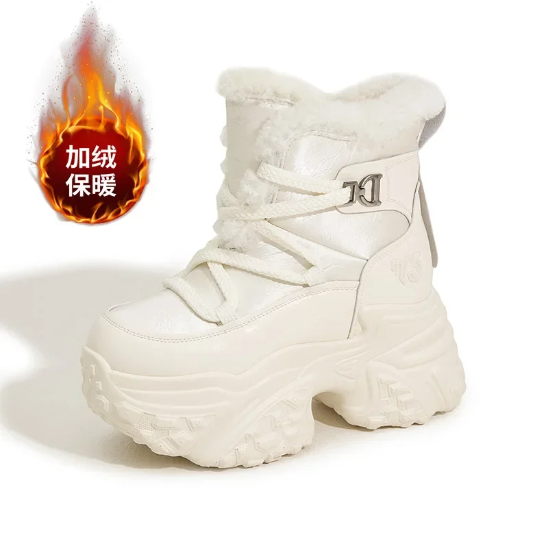 10CM Snow New Winter Padded Warm Cotton Shoes Thick-soled Snow Boots High-top Non-slip Cotton Shoes Botas De Mujer