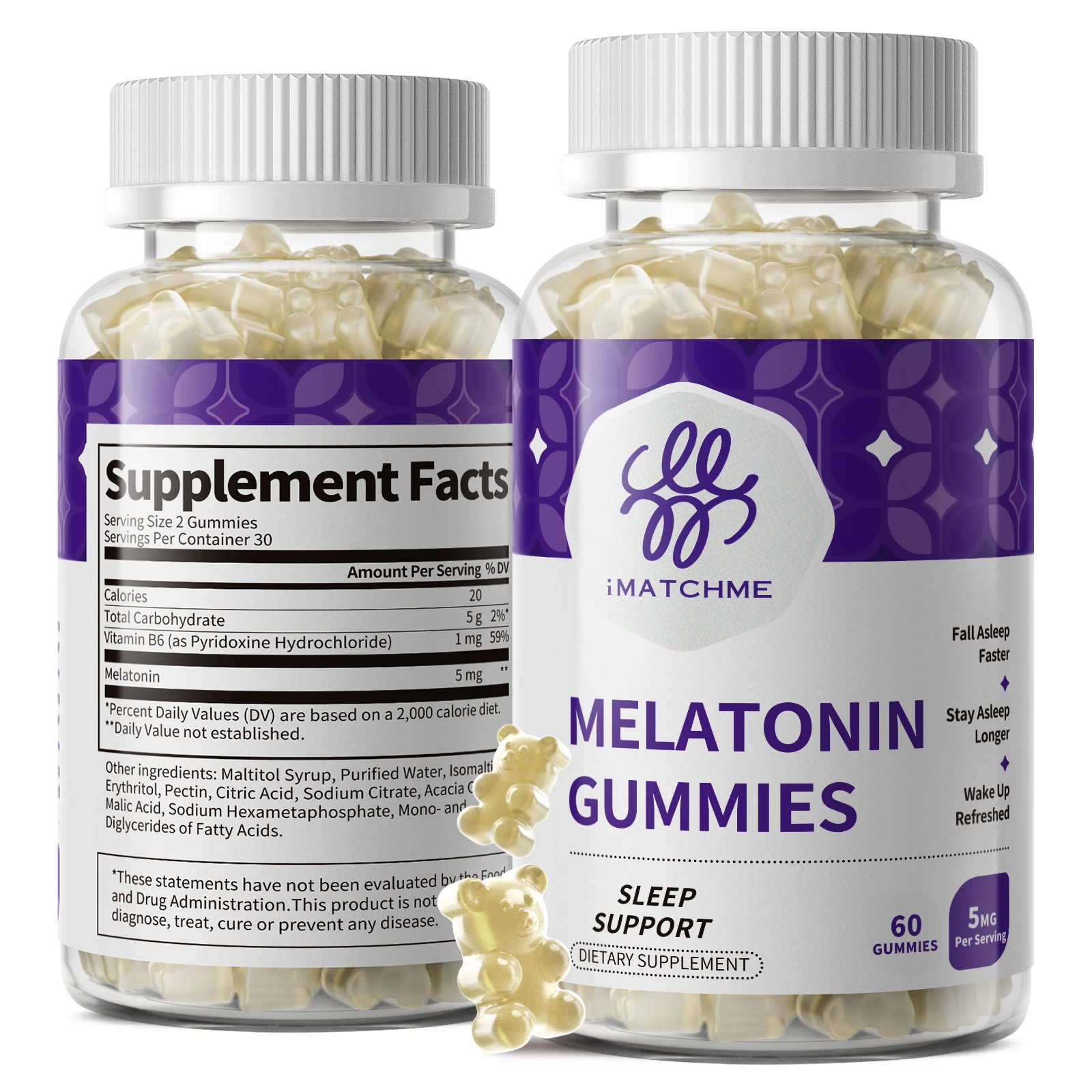 Melatonin Sleep Gummy - iMATCHME Gomas de Melatonina 5mg Ajudam