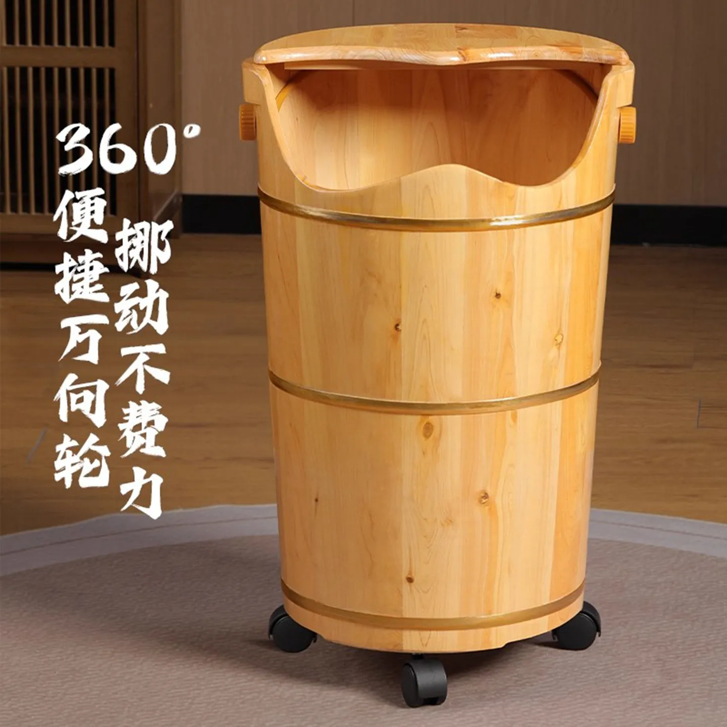 Health foot soaking wooden bucket, high and deep bucket for pregnant women, knee heating, solid wood home use