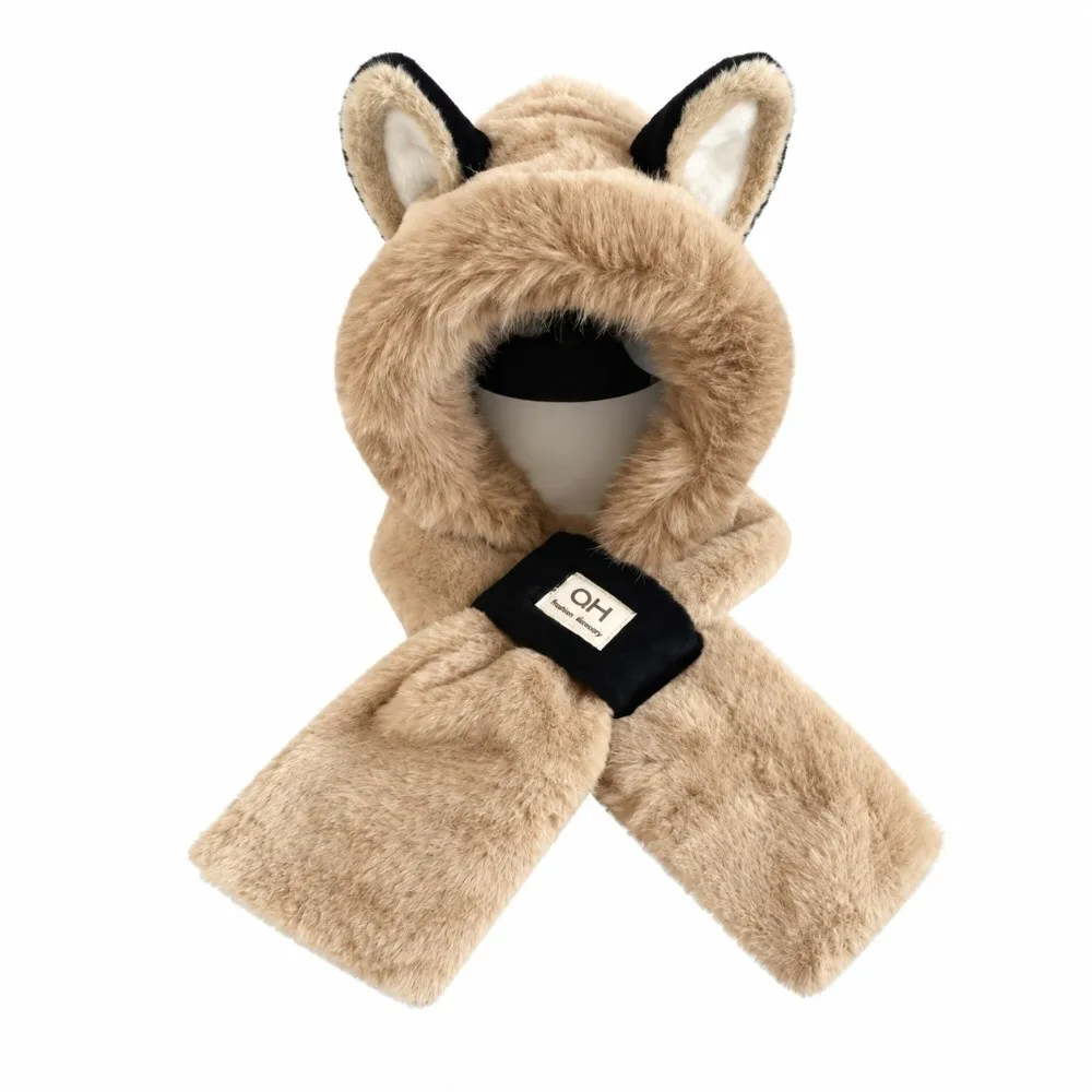 New Warm Winter Hat Scarf Set Windproof Ear Protection Fox Ears Hat Soft Thickened Pullover Cap Outdoor