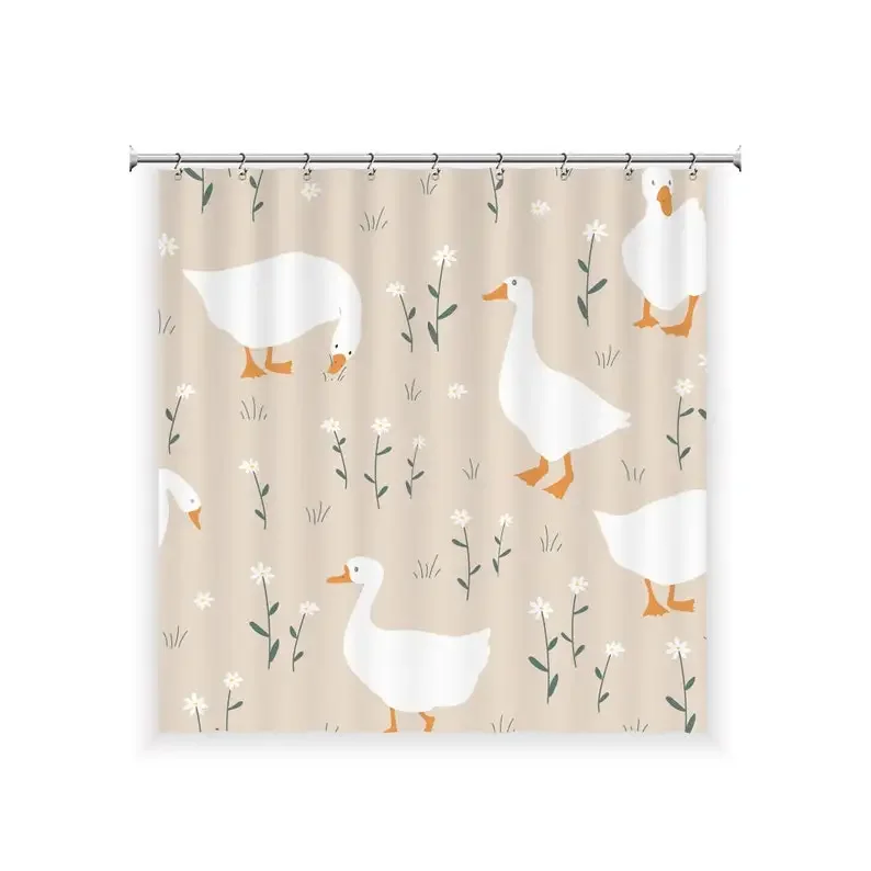 

Cute goose Shower Curtain with 12 Hooks, 100% Waterproof, Modern Bathroom Decor, Housewarming Gift