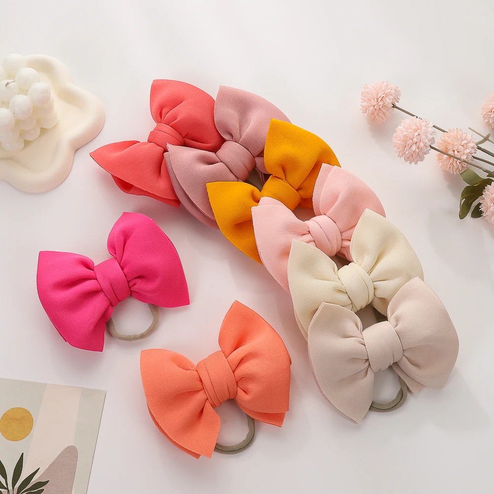 

Solid Puff Big Bow Headband Air Layer Elastic Nylon Hair Bands Toddler Baby Boy Girl Headwraps Fashion Kids Accessories