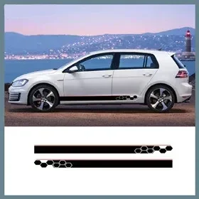 

Sport Racing Stripes Car Styling Door Side Skirt Sticker Auto Body Vinyl Decals For Volkswagen GOLF 567 POLO CC Tiguan Scirocco