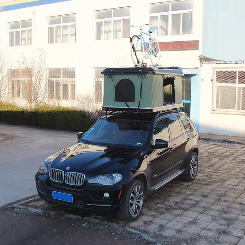 High Quality 4x4 Multifunctional Fiberglass Car Top Hard Shell Roof Tent with Roof Rack