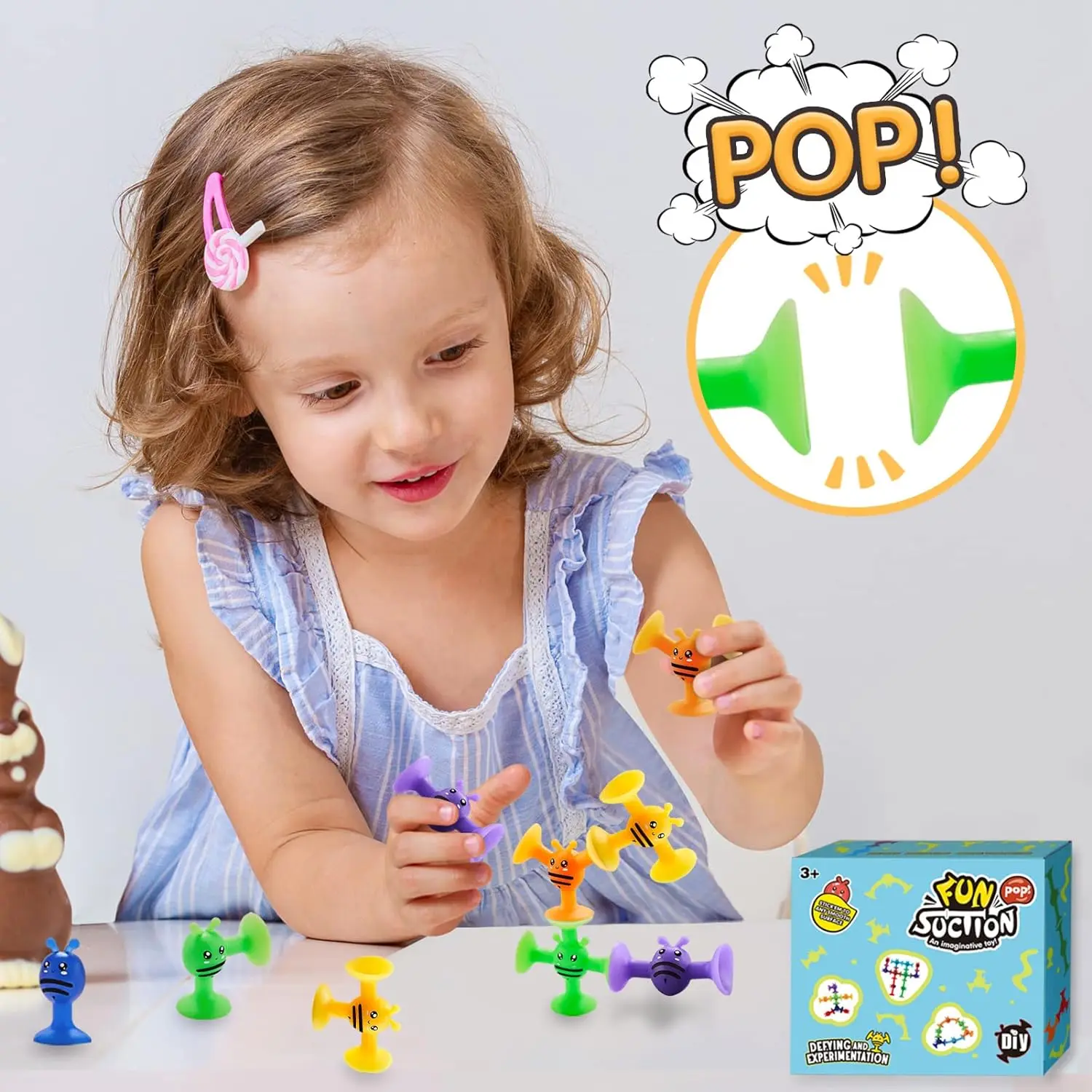 Small Bees Suction Cup Toys Set,Soft Building Blocks Pop Sucker,Parent-child Interactive Game, Window Bath Toys