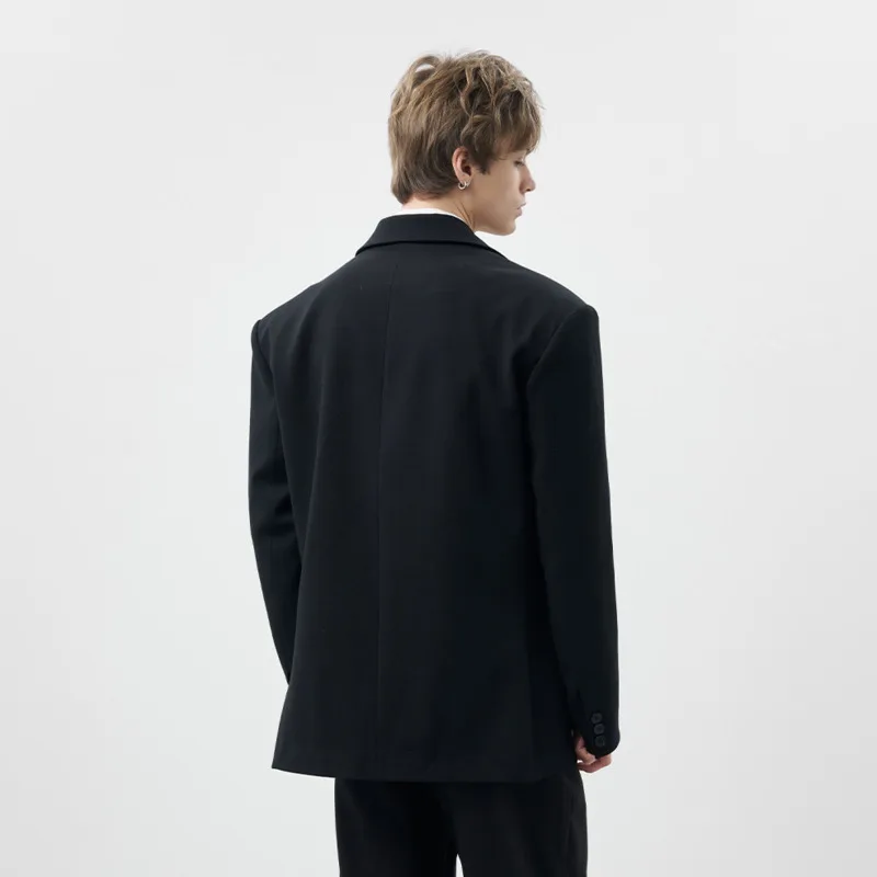 WVGA Spring Autumn New Men's Broad-shouldered Design Long Sleeved Blazer Niche Chic Casual Textured Dark Suit Jackets Ins W26258
