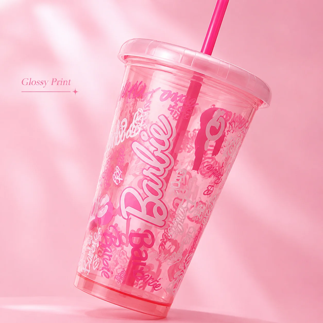 MINISO Barbie Sunshine Glow Series 520ml Plastic Straw Cup Set 4PCS Reusable Tumbler Cute Drinkware Summer Water Bottle Gift view 3