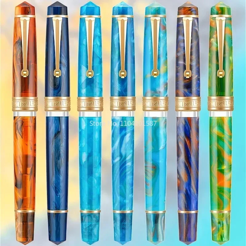 

Resin Asvine P20 Fountain Pen Acrylic No.6 EF/F/M Nib Retro Hard Rubber Ink Pen Large Capacity Luxury Writing Office School Gift