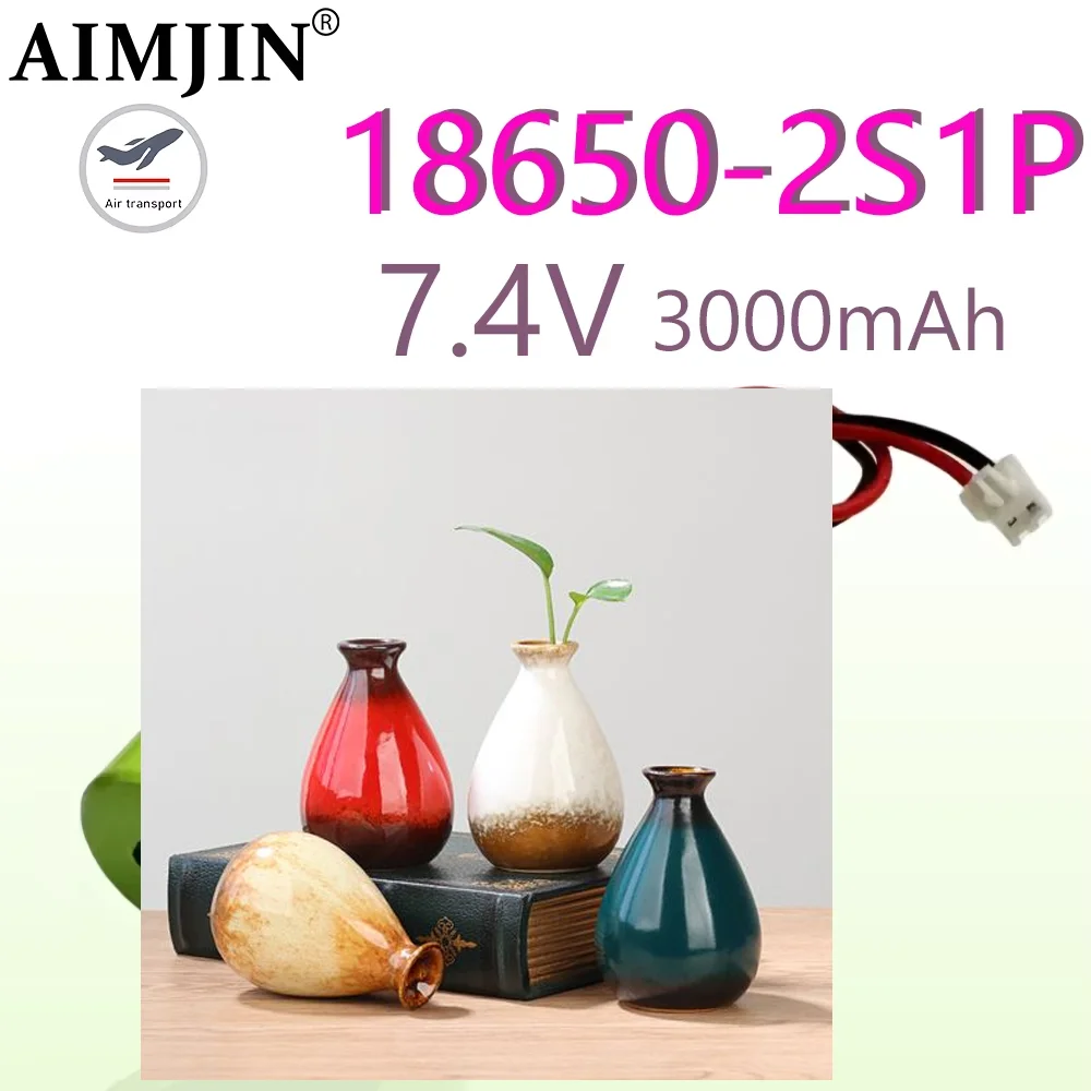 

Lithium Ion Battery Pack XH2.54-2P Plug,7.4V 3000mAh 18650 2S1P Great for Projectors, Speakers, Wireless Monitoring