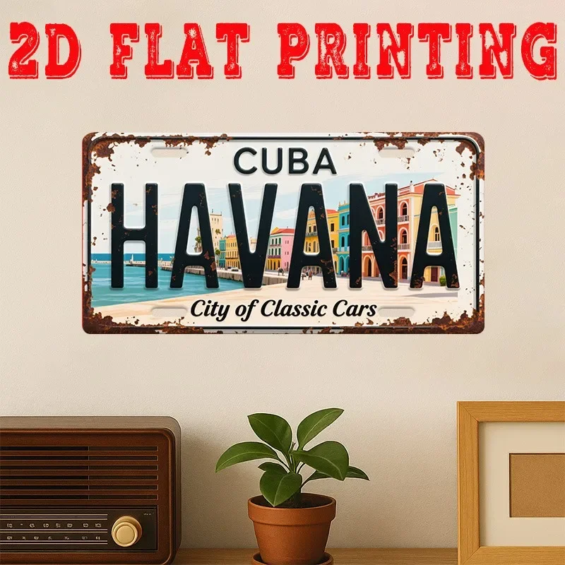 AL Sign - Vintage Durable Metal Plaque Wall Decor, Cuba Havana City of Classic Cars Home Office Bar Man Cave Wall Art