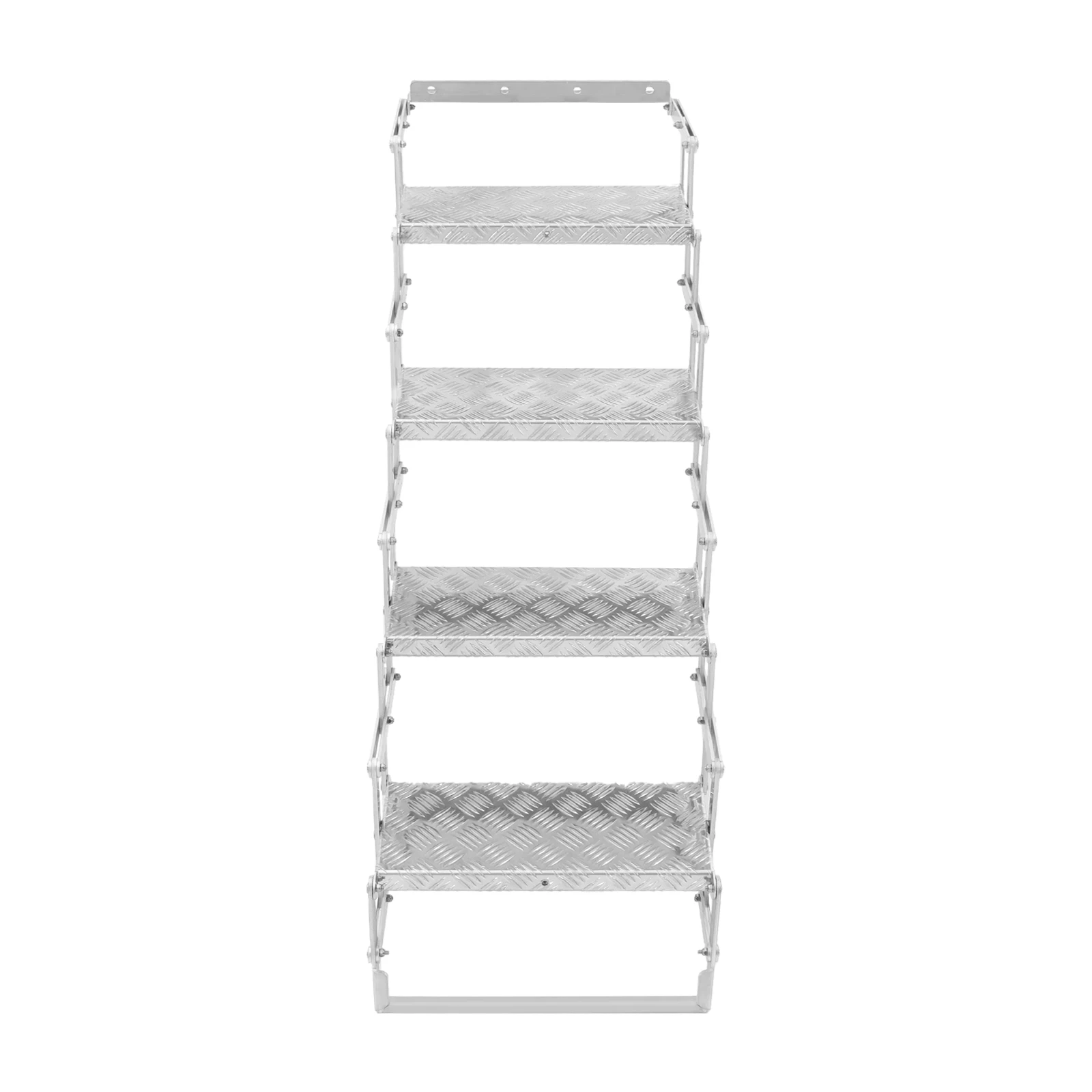 110kg 4-Step Scissor Foldable Step Ladder, Aluminum RV Entry Step With Anti-Slip Treads, for Camper Trailer Truck