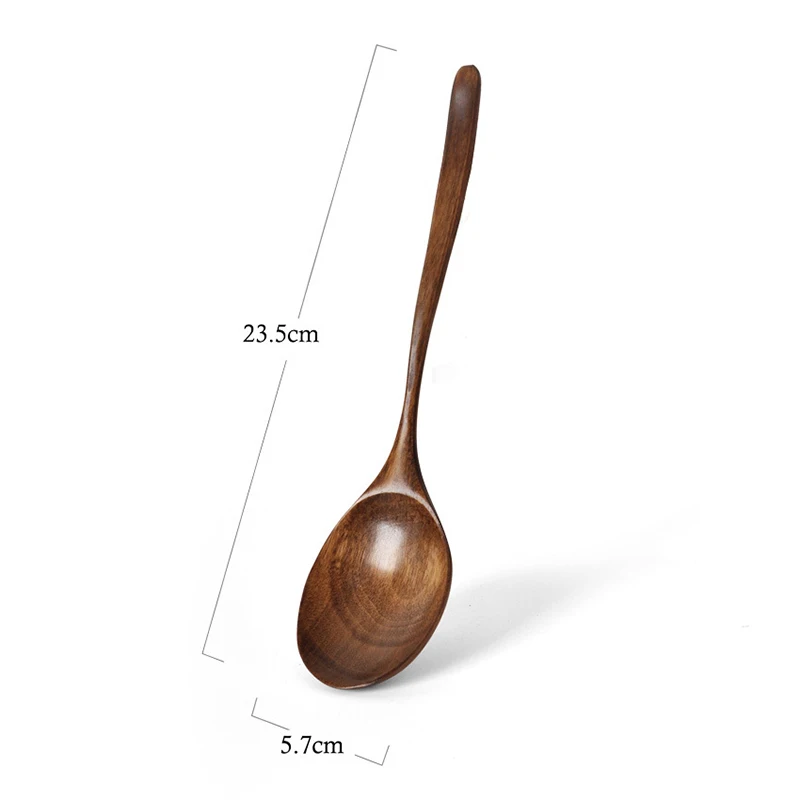 Kitchen Utensils Wooden Spoon Eco-friendly Tableware Gift Natural Eco-friendly Easy To Clean Oval Spoon Eating Stirring Spoon