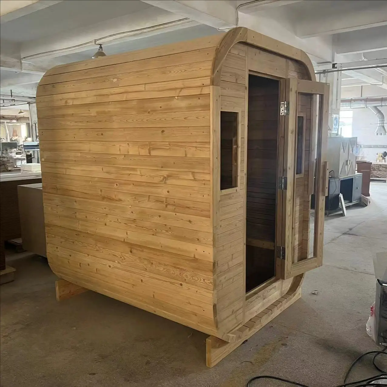 Custom Modern Red Cedar Electric Outdoor Mini Cube Sauna Room with Computer Control Panel Wet Steam Villa Use for 4 Persons