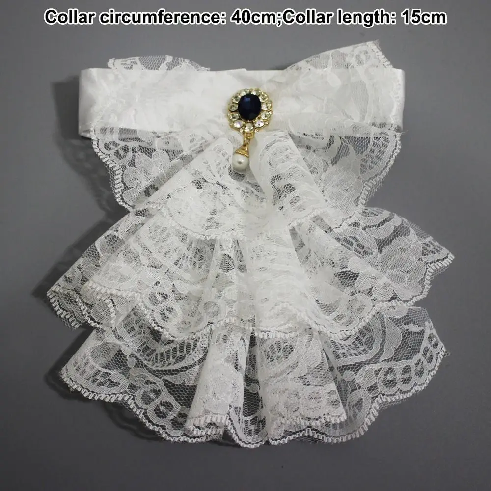 New Detachable Victorian Lace Collar White Elizabethan Jabot Neck Collar Layered Fake Collar Stage Party
