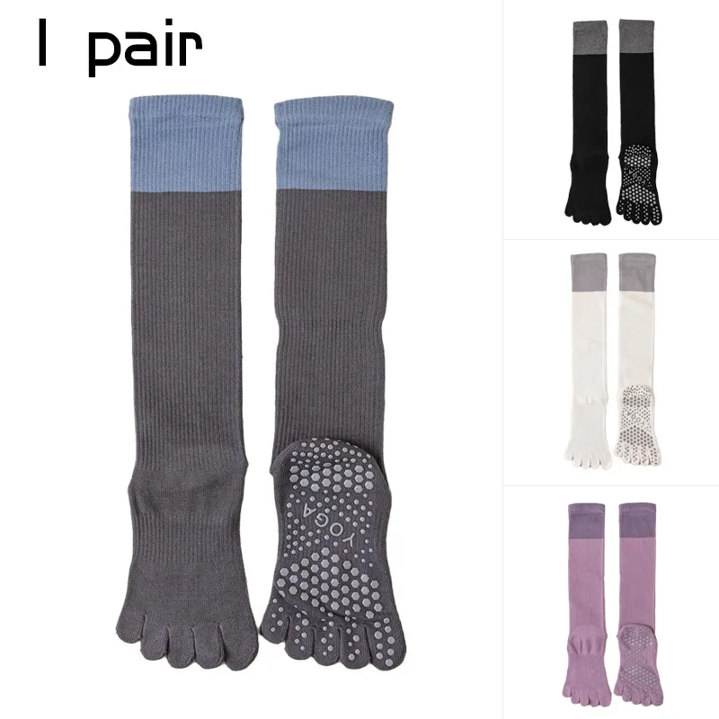 

Носки среднего размера, носки для пилатеса, йоги, носки с подкладкой, зимние носки с пятью пальцами, спортивные, нескользящие, дышащие, впитывающие пот