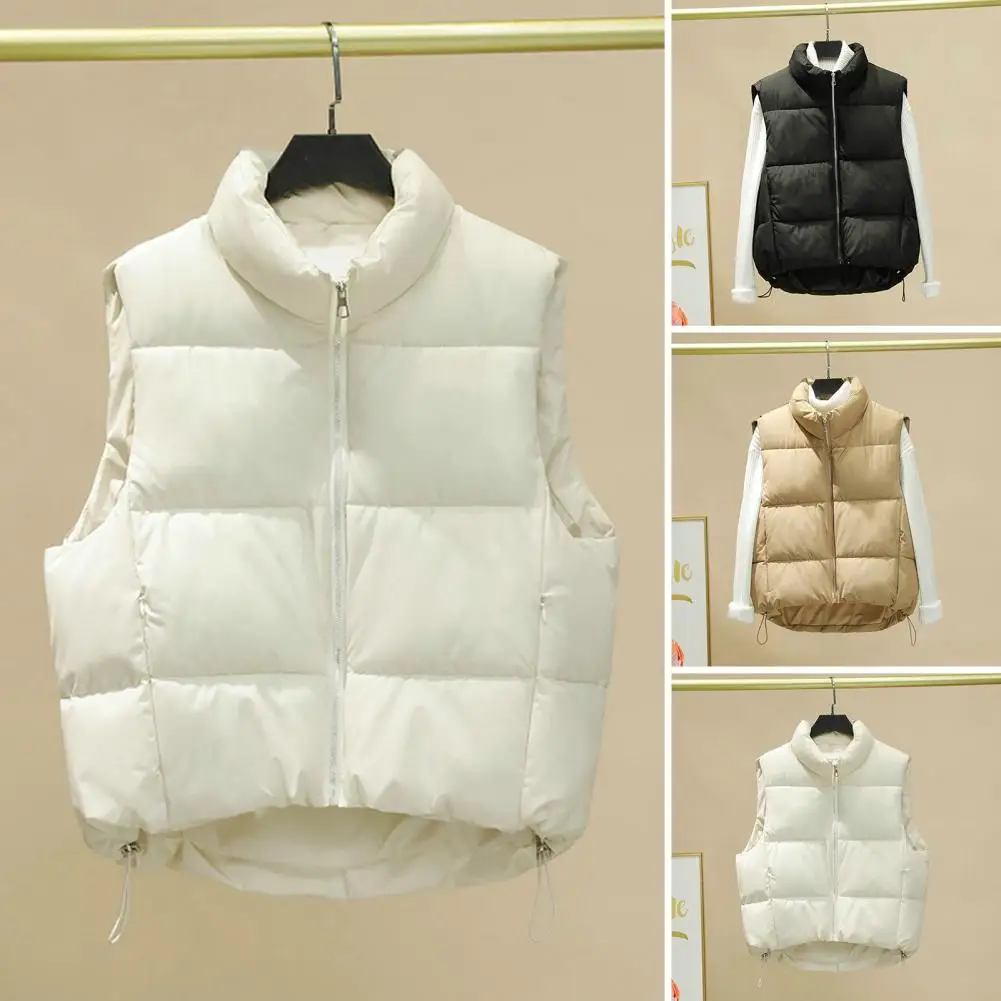 Chaleco grueso sin mangas para mujer, chaqueta acolchada, cálida, resistente al frío, protección del cuello, Otoño e Invierno