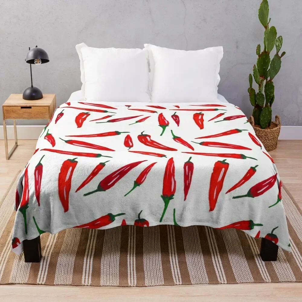 Manta con estampado de chiles picantes rojos, manta transpirable fresca de verano para dormir