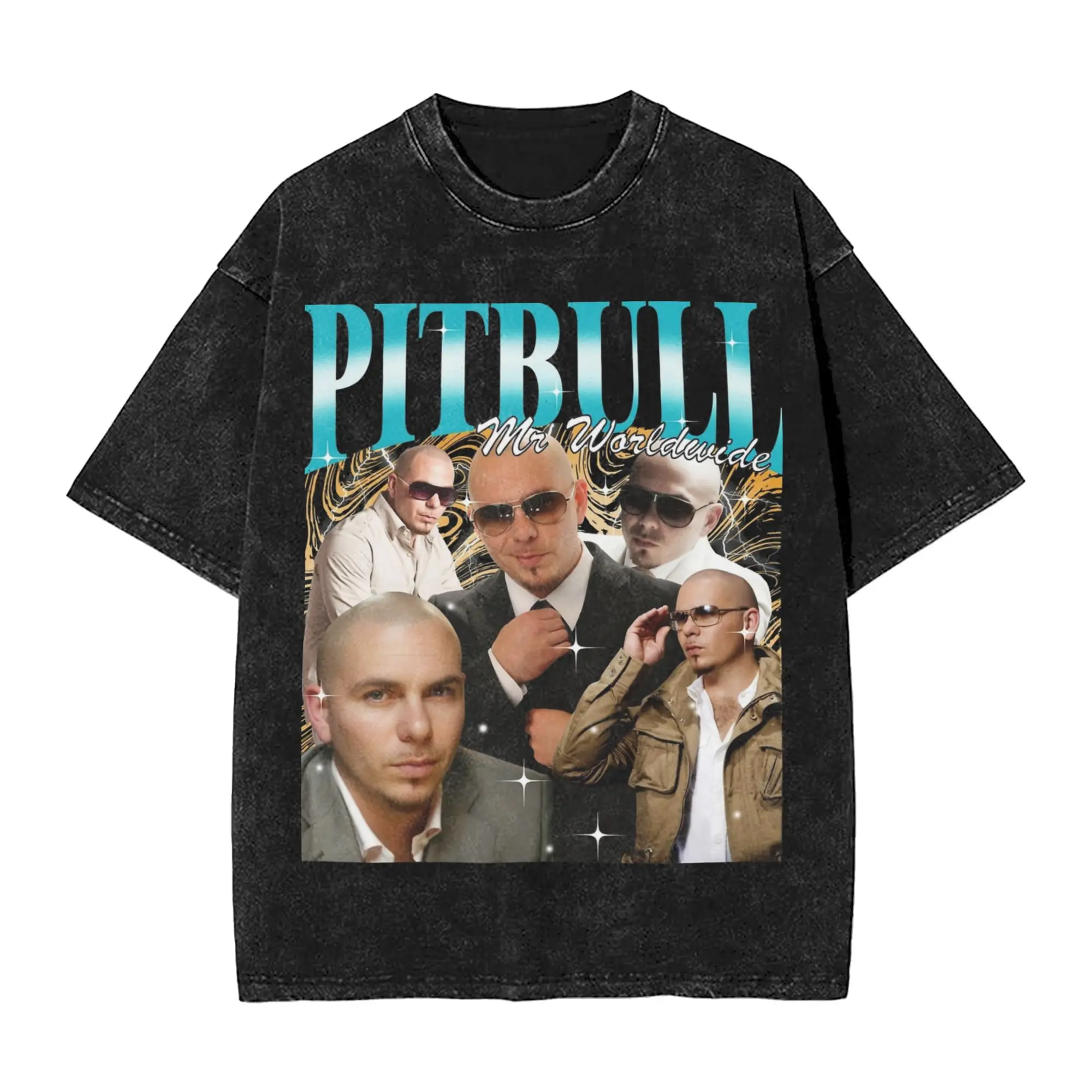 Pitbull Mr. Worldwide T Shirts Hip Hop Washed Short Sleeve Oversize T-Shirts  Casual for Men Women Tops Streetwear Summer Tees