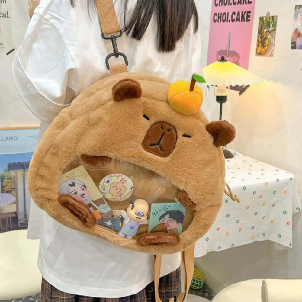 

Shoulder Bag Capybara Itabag Zipper Bag Small Item Bag Transparent Doll Bag Wallet Badge Storage Bag Anime Backpack Outdoor