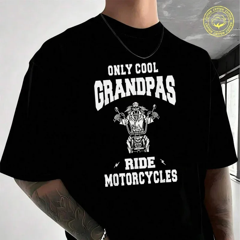 

Nur Coole Grandpas Ride Motorcycles Bike Cycle Men's Women Summer Cotton T-shirt Moto Short Sleeved Casual TShirt Unisex Tops