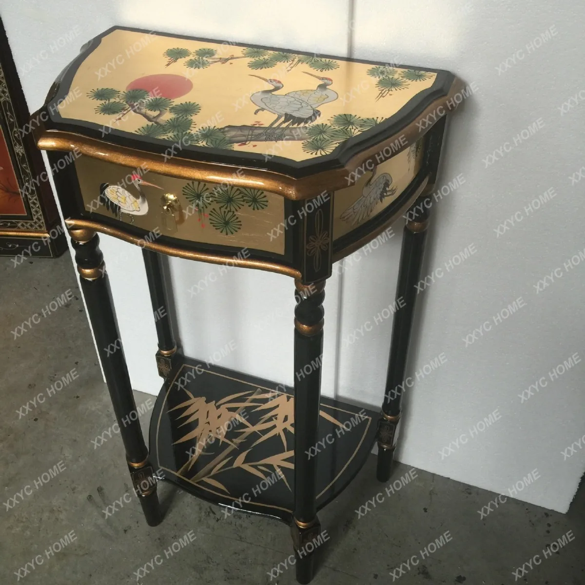 

Gold leaf side table, bucket table, storage rack, living room furniture, multi-tiered small coffee table with drawers