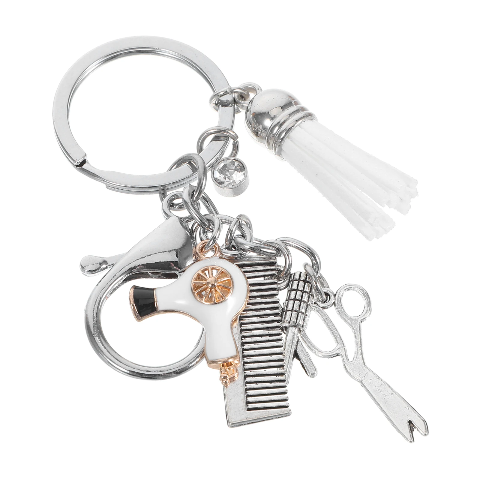 

1Set Hairdresser Keychain Scissor Comb Hair Dryer Charms Zinc Alloy Bag Decoration Car Accessory Stylist Theme Pendant