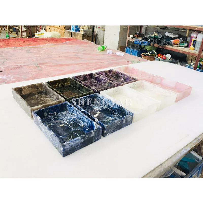 custom.New Gemstone Serving Platter Blue Sodalite SemiPrecious Tray