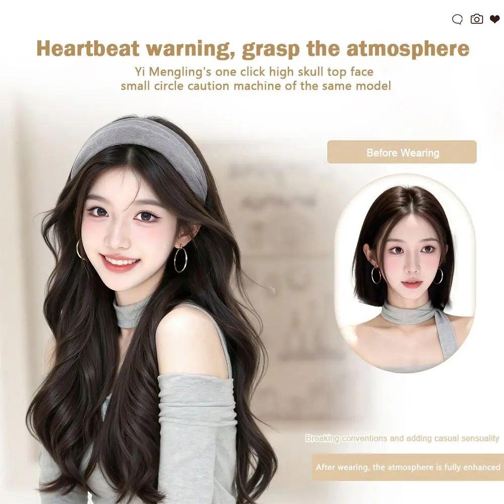 

Trendy Long Wavy Curly Headband U-Shape Hair Extension Fake Half Hair Band Natural Half-head Cover for Women