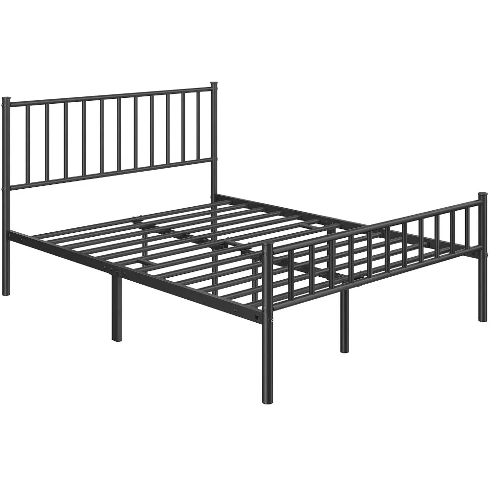 Bed Frame Metal Platform Bed with Spindle Headboard Footboard/Mattress Foundation/No Box Spring Needed/Underbed Storage Space