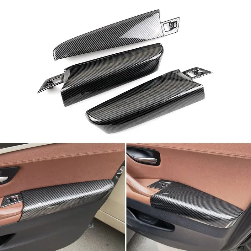 

Carbon Fiber Style For BMW 5 Series F10 F18 2011 2012 2013 2014 2015 2016 2017 3pcs LHD/RHD Inner Door Panel Armrest Cover Trim
