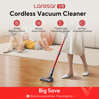 LARESAR V8 48Kpa 500W Cordless Vacuum Cleaner  Car 60 Mins Home Appliance Wireless Removable Battery NEW Brushless motor