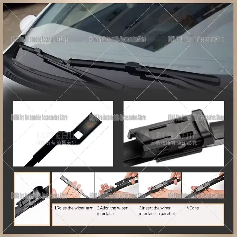 For SsangYong Rexton Y400 Y450 Y461 2018-2024 Front Rear Windshield Wiper Blades Window Screen Brush Set 26 20 13 Inch Auto