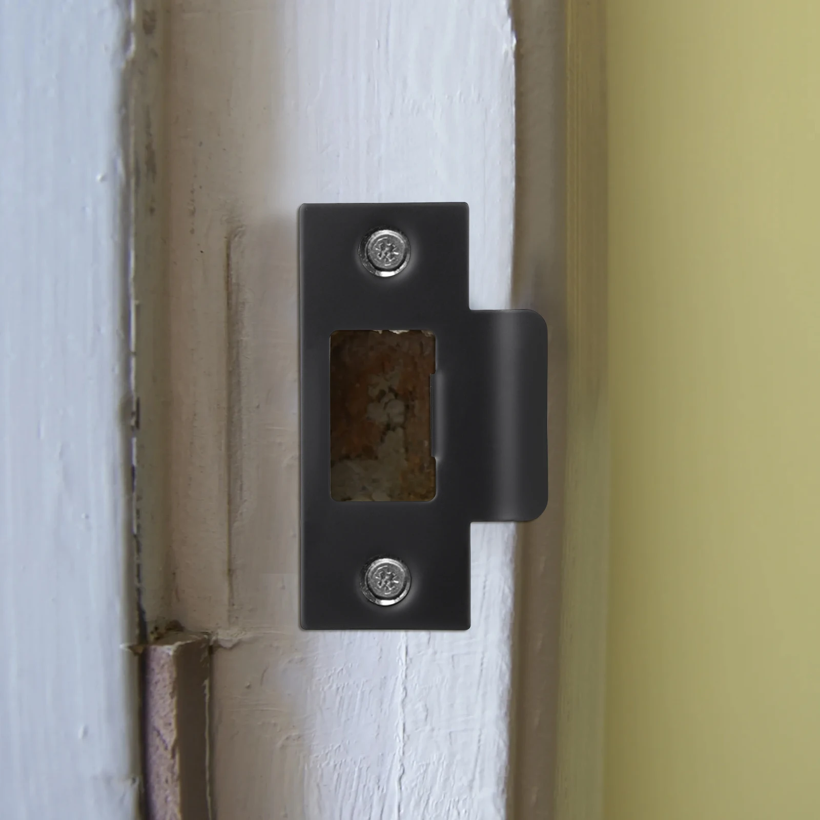 

4pcs Stainless Steel Lock Guide Reinforcement Security Strike Front Handle Extender Deadbolt Cover Black Durable Home Security