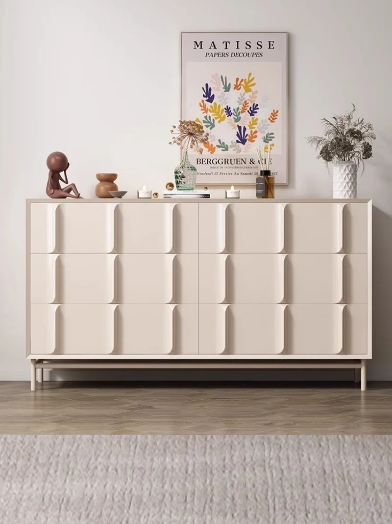 خزانة جانبية لتناول الطعام من الخشب الصلب الفرنسي على الطراز الكريمي، خزانة بسيطة وحديثة، خزانة شاي لغرفة المعيشة وغرفة النوم #5