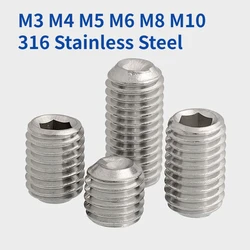 M3 M4 M5 M6 M8 M10 316 Stainless Steel Hex Hexagon Socket Cup Point Set Screw Allen Headless Concave End Grub Bolt