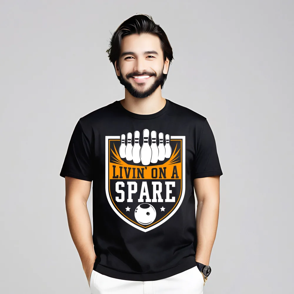 

Livin on a Spare Funny Pure Cotton Men Short Sleeve Tees Slogan Thanksgiving Day T-Shirt Birthday Tee-Shirt Cute Round Neck