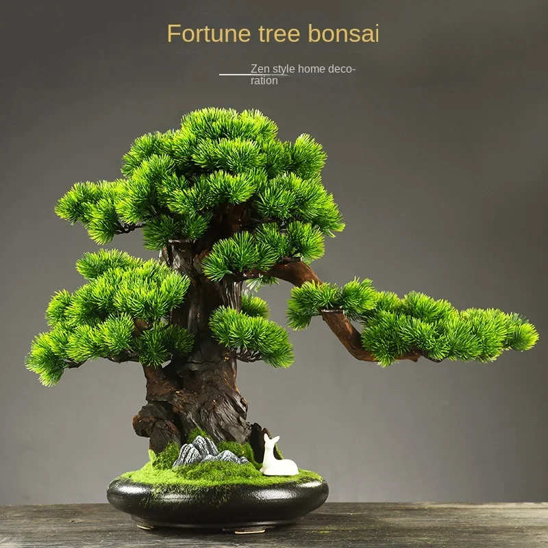 Simulation welcome pine bonsai plant living room porch office green plant potted home decoration opening gift