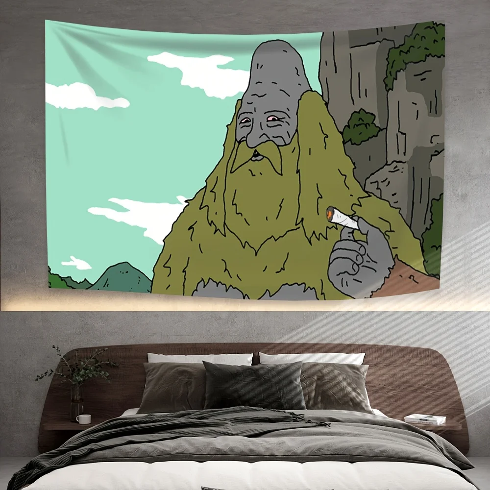 VIKAMA Moss Mountain Monster Fun Wandteppich, Spielthema, Schlafzimmer, Jungen, Wohnheim, Fantasy-Themen-Raumdekoration