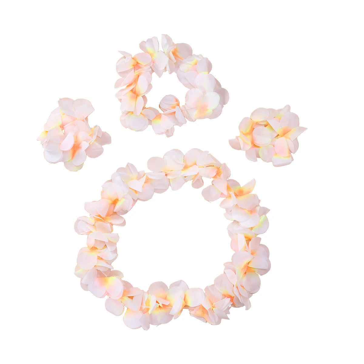 

4 Pcs White Luau Garland Set Floral Wreath Headband Women Decorations Spring Party Supplies Travel Photography Prop Summer
