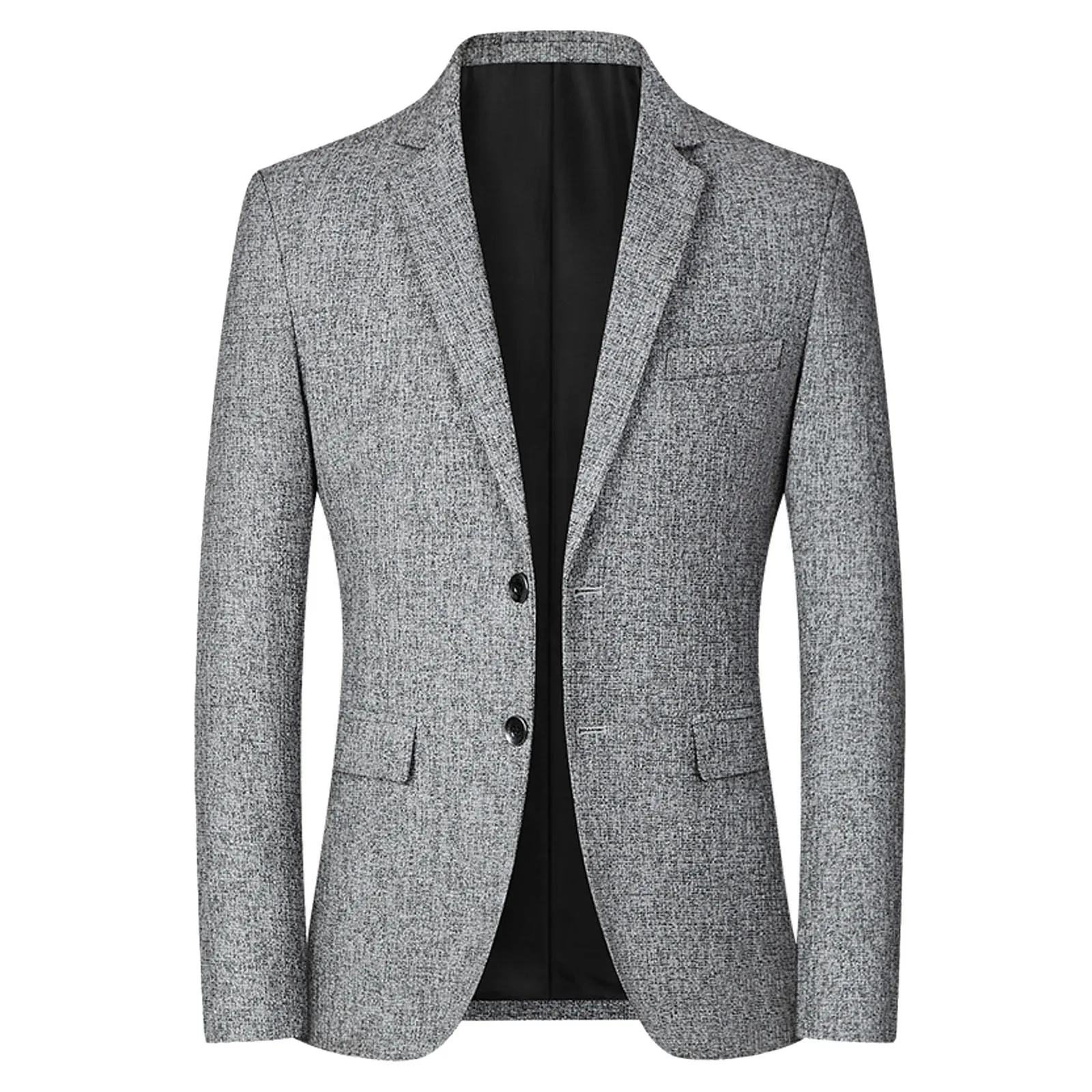 Mens Spring And Autumn Trend Retro Brushed Suit Coats Single Row Two Button Slim Fit Round Hem Pocket Casual Small Suit Jackets