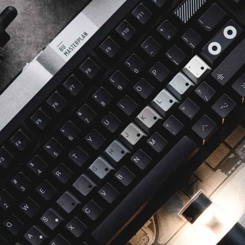 Black Gradient Theme Keycaps Set Customized PBT Sublimation Cherry Profile Keyboard Cap for Mechanical Keyboard Accessories