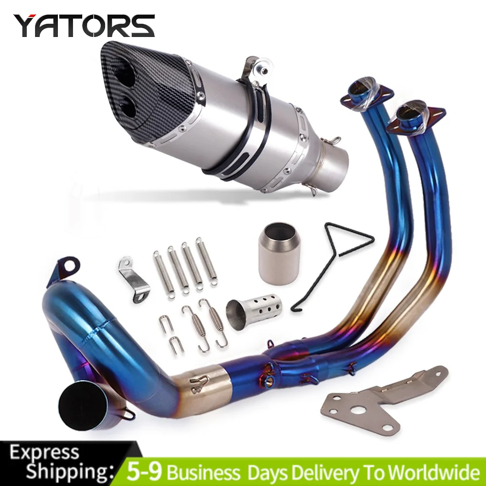 Voor Yamaha MT-07 2014-2021 FZ07 Uitlaat Voorpijp Uitlaat Tips Volledige Systeem Blauw Uitlaatsystemen Uitlaatpijpen