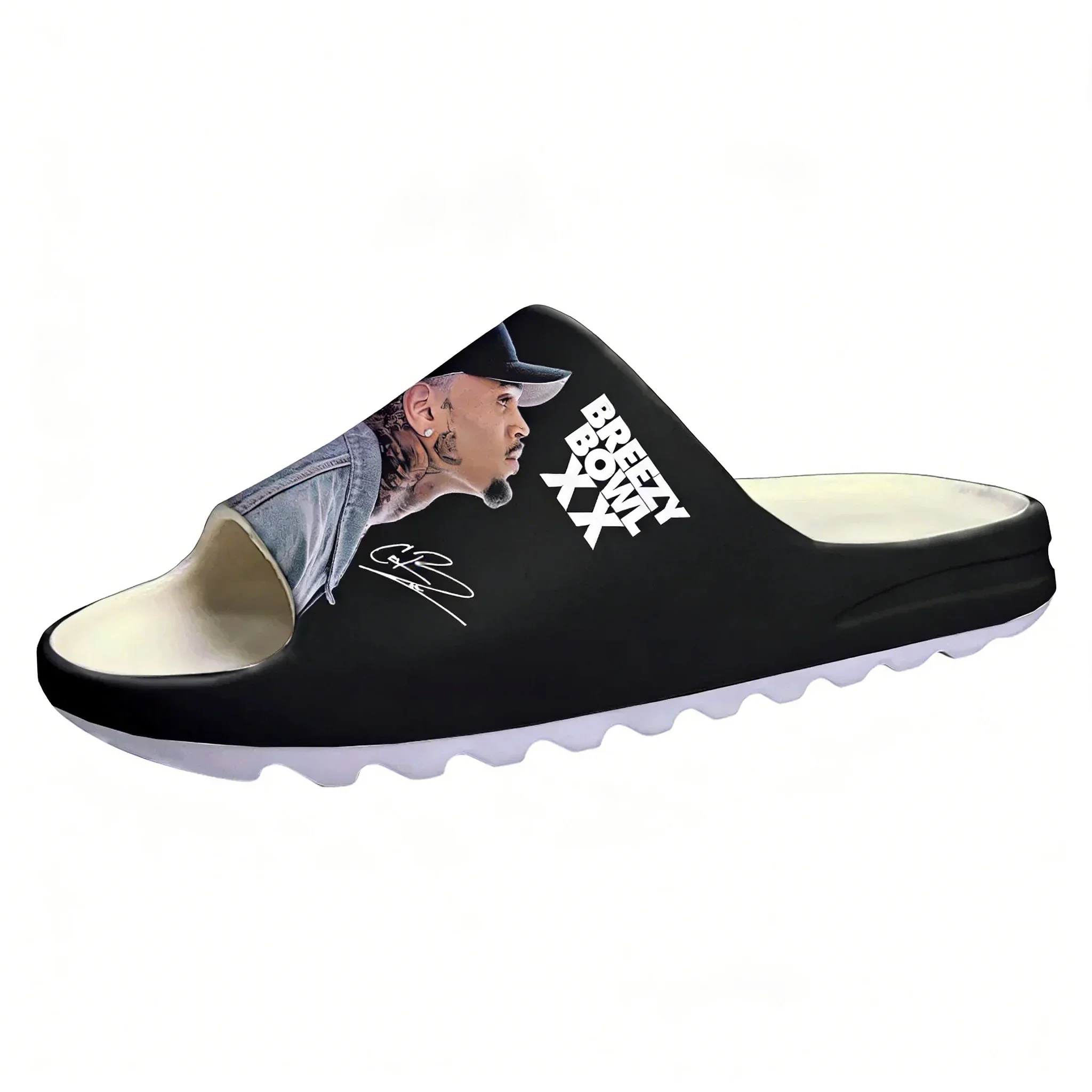

Chris Brown Custom Made Soft Sole Sllipers Home Clogs Step On Water Shoes Mens Womens Teenager Bathroom Beach Step In Slliper