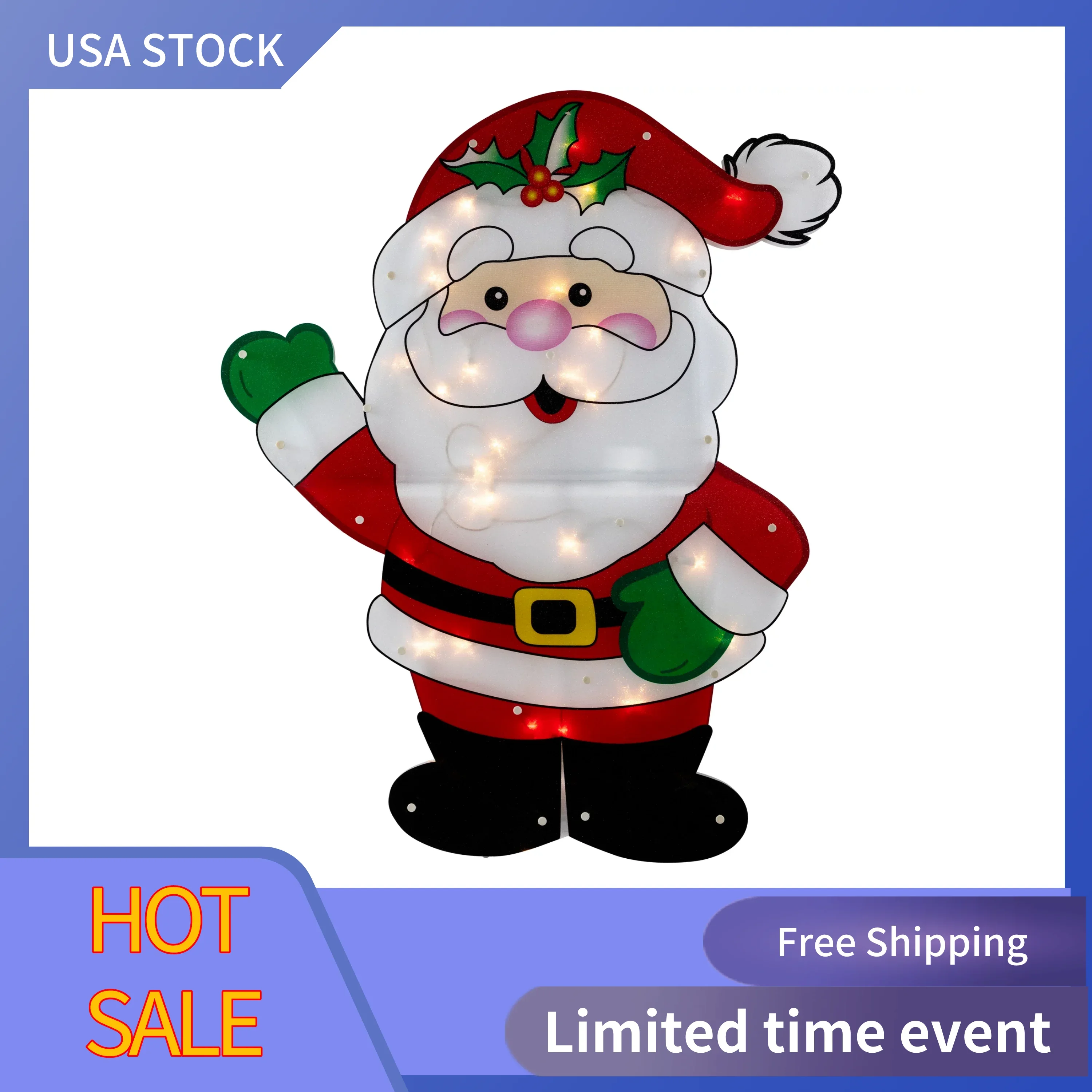 

30.5" Lighted 2 Dimensional Santa Claus Christmas Outdoor Decoration