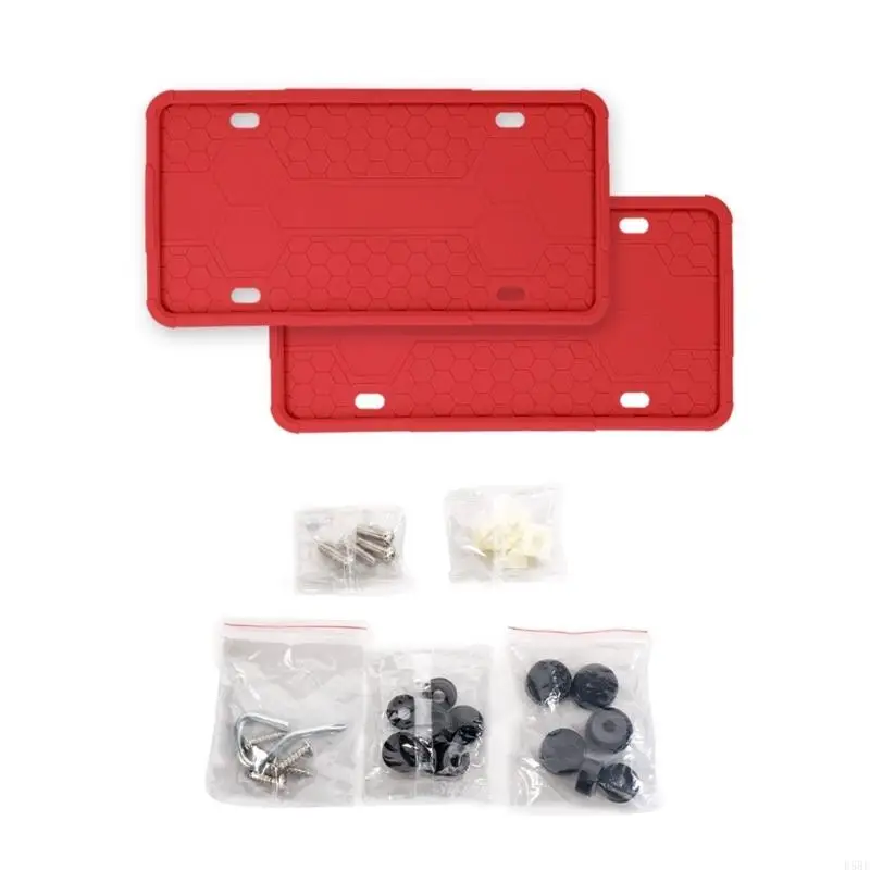 D5BE 2Pcs Soft Silicone Car License Plate Holder Support For Trucks SUVs Motorcycles