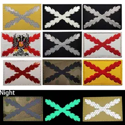 Spain Burgundy Cross Flag Badges Fabric Applique Embroidery Patches,Military Tactical stickers IR Reflective Emblem For Armband