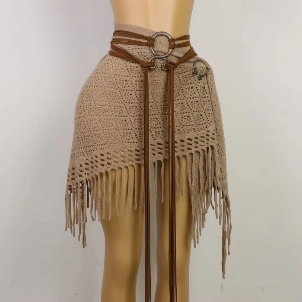Unique Adjustable Long Rope Chain Belt Braided Fringe Loop Waist Cinch Knot Handcrafted Look Decorative Belt Medieval