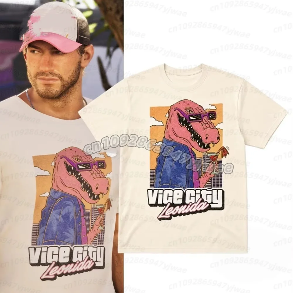 Jason Vice City Leonida Alligator Printed 2026 New T-shirt game fans Men's Women's Popular Streetwear Casual T shirt men hoodies