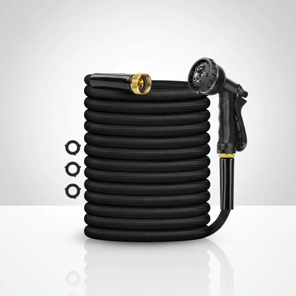 

100ft Non-Expanding Garden Hose with 10-Function Nozzle, Lightweight Kink-Free Water Hose for Outdoor Yard Lawn Car Wash